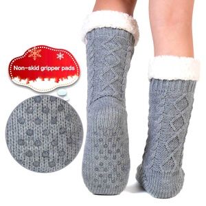 Women’s Mid-Calf Sweater Knit Slipper Socks size M